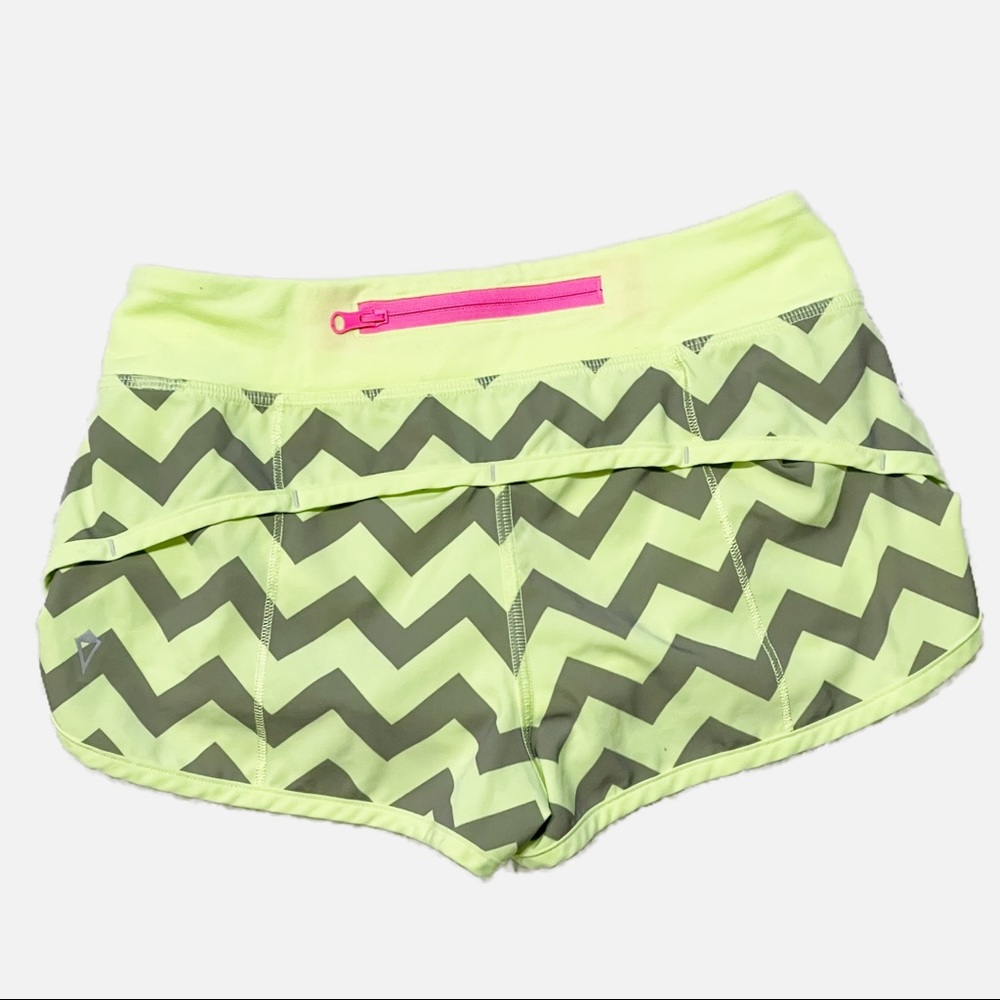Girls' Neon Yellow Chevron Active Skort with Pink Zip